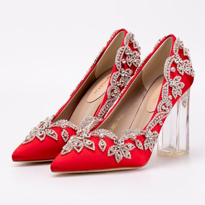 Shoes - Bride Clear Heels Crystal Pumps