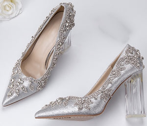 Shoes - Bride Clear Heels Crystal Pumps