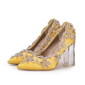 Shoes - Bride Clear Heels Crystal Pumps