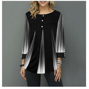 Women  Blouse 3/4 Sleeve Casual 3D Gradient Printing Shirt