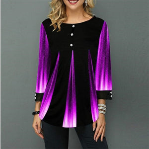 Women  Blouse 3/4 Sleeve Casual 3D Gradient Printing Shirt