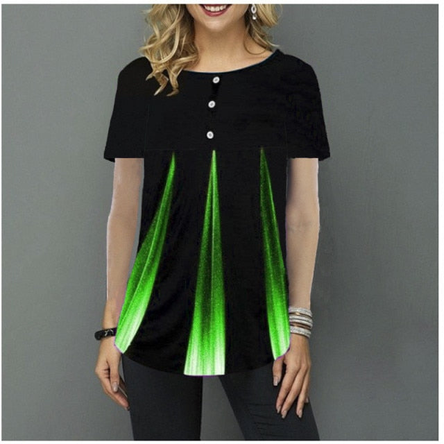 Women  Blouse 3/4 Sleeve Casual 3D Gradient Printing Shirt