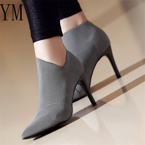 Grey Fashion High Heel Boots