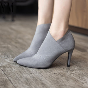 Grey Fashion High Heel Boots