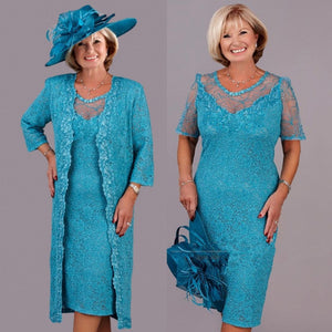 Turquoise Lace Mother of the Bride Dress