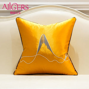 Pillow - Luxury Navy Blue Beige Orange Mountains Cushion Covers