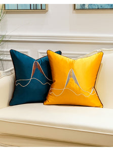 Pillow - Luxury Navy Blue Beige Orange Mountains Cushion Covers