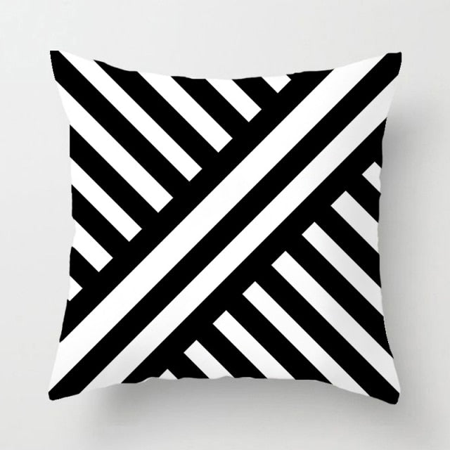 Pillow - Brief Black White Geometric Pillowcase