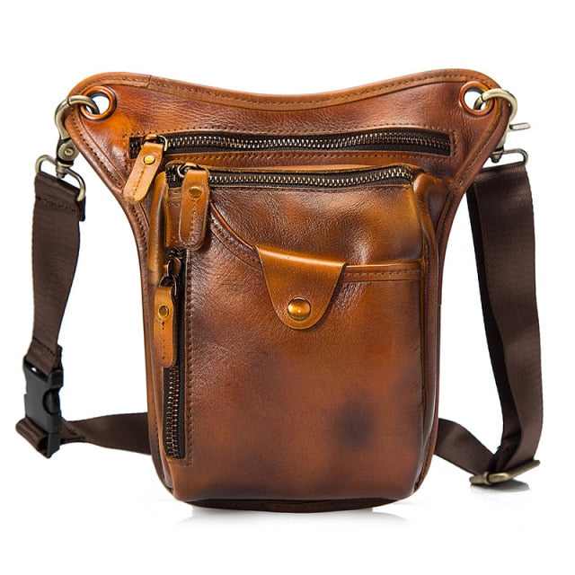 Genuine Leather Men Design Casual Brown Classic Shoulder Sling Bag