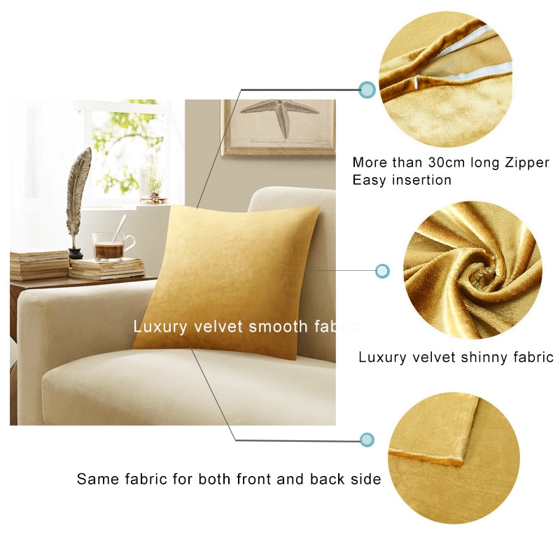 Pillow Covers - 2 Packs Gold Decorative Covers Cases