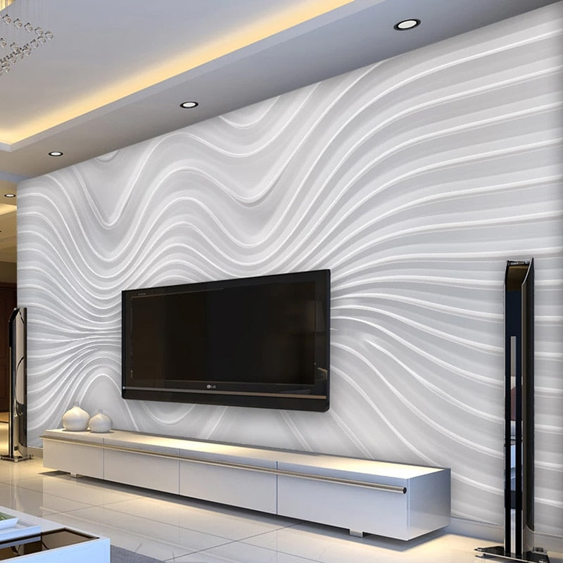 Wallpaper - Custom 3D Stereoscopic Embossed Curve Stripe Mural