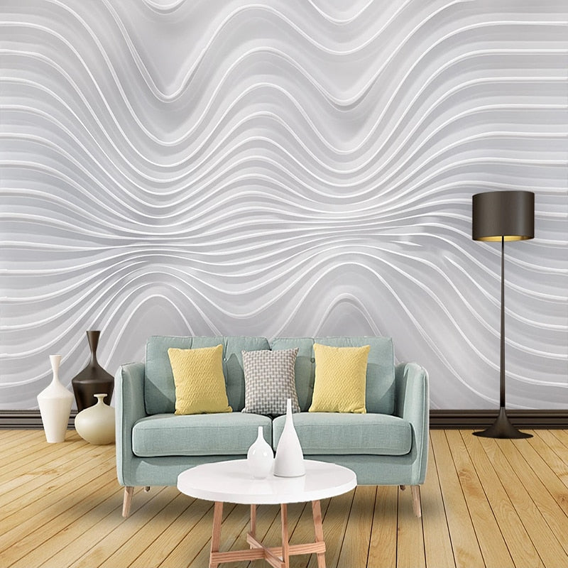 Wallpaper - Custom 3D Stereoscopic Embossed Curve Stripe Mural