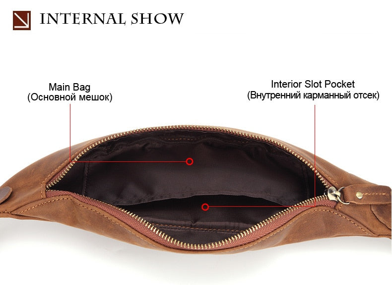 Waist bag genuine cow leather