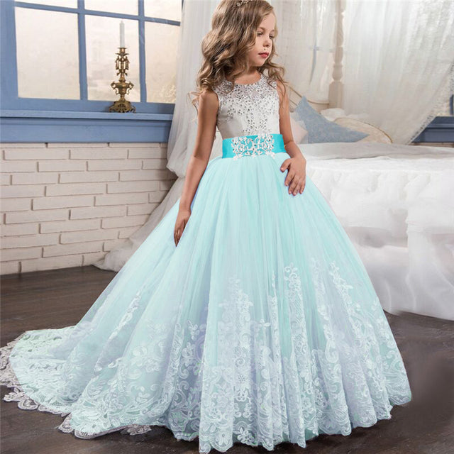 kids Lace Long Prom or Wedding Dress