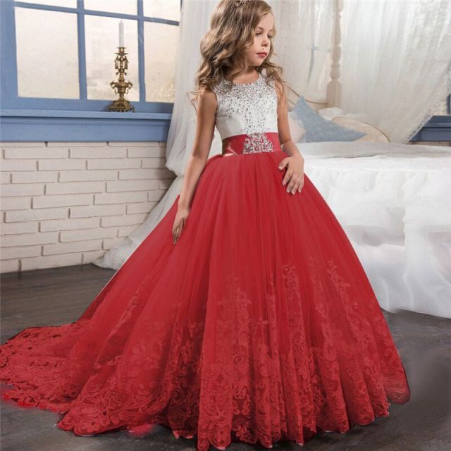 kids Lace Long Prom or Wedding Dress