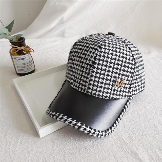 Checked Snapback Hip Hop Baseball Cap Bone