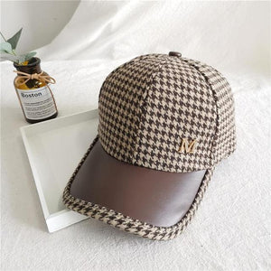 Checked Snapback Hip Hop Baseball Cap Bone