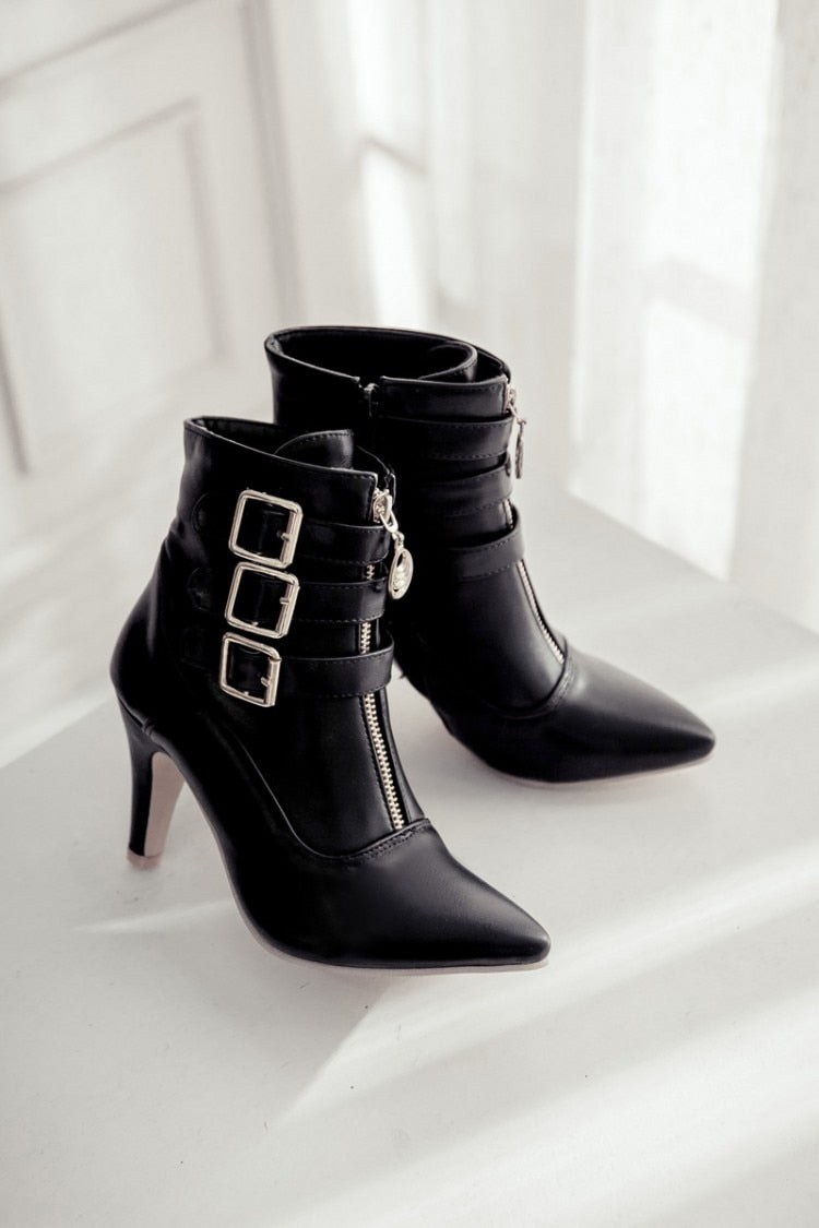 Boots - Pointed toe high heels short boot