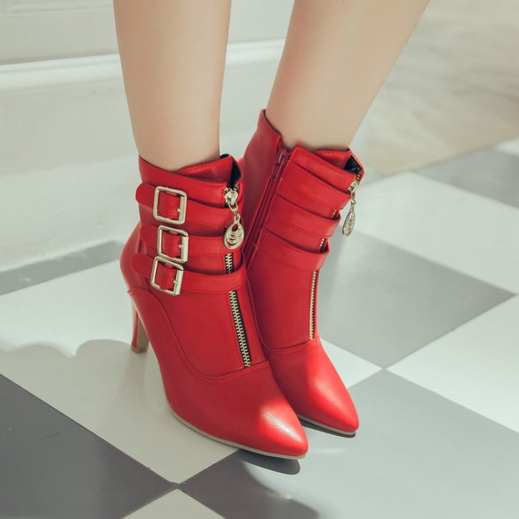 Boots - Pointed toe high heels short boot