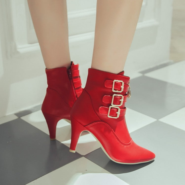 Boots - Pointed toe high heels short boot