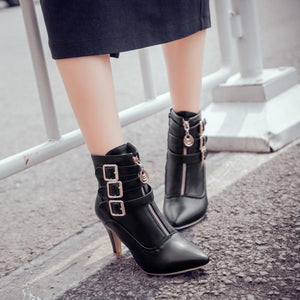 Boots - Pointed toe high heels short boot