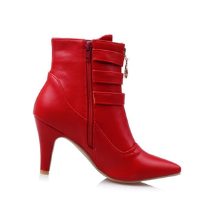 Boots - Pointed toe high heels short boot