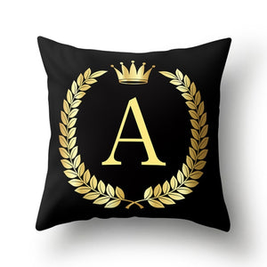 Pillow - Black Golden Crown Letter Pillow Case