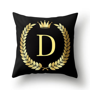 Pillow - Black Golden Crown Letter Pillow Case