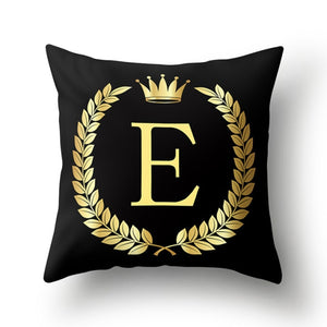 Pillow - Black Golden Crown Letter Pillow Case