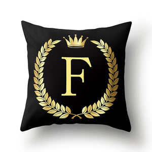 Pillow - Black Golden Crown Letter Pillow Case