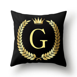 Pillow - Black Golden Crown Letter Pillow Case