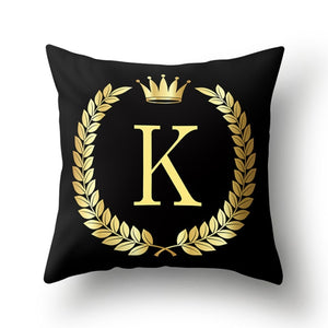 Pillow - Black Golden Crown Letter Pillow Case