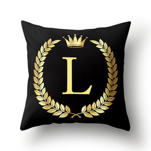 Pillow - Black Golden Crown Letter Pillow Case