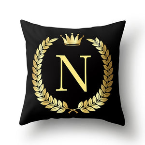 Pillow - Black Golden Crown Letter Pillow Case