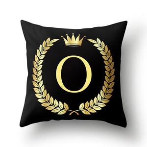 Pillow - Black Golden Crown Letter Pillow Case