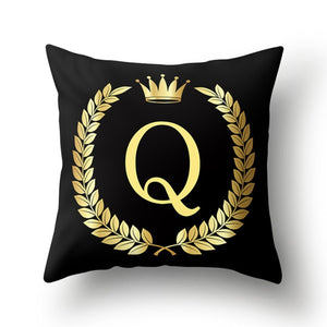 Pillow - Black Golden Crown Letter Pillow Case