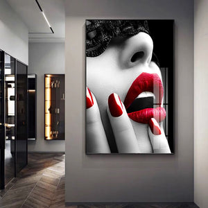 Posters Prints Modern Fashion Women Red Lips Nail Wall Art