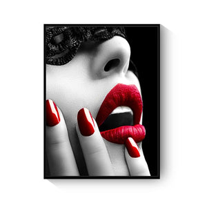 Posters Prints Modern Fashion Women Red Lips Nail Wall Art