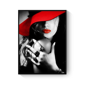 Posters Prints Modern Fashion Women Red Lips Nail Wall Art