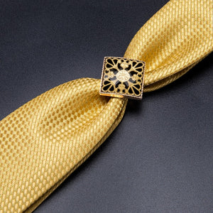 Yellow Gold Plaid Men's Tie Set