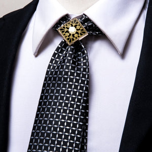 Yellow Gold Plaid Men's Tie Set