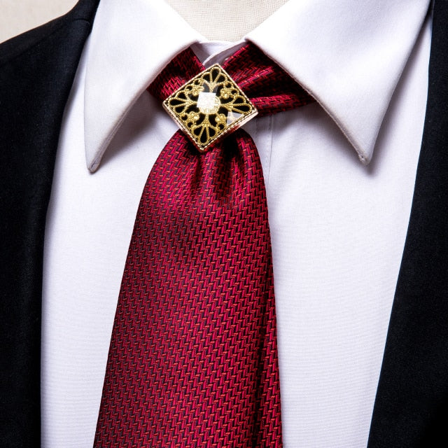 Yellow Gold Plaid Men's Tie Set