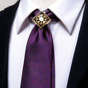 Yellow Gold Plaid Men's Tie Set