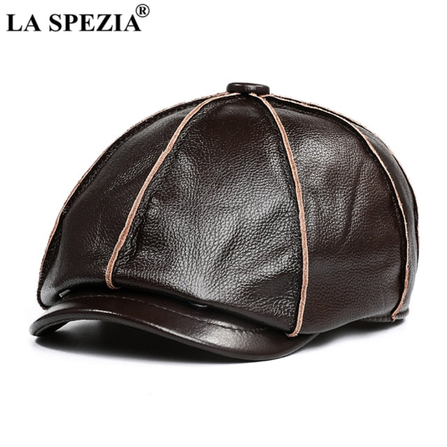 Genuine Leather Newsboy Cap