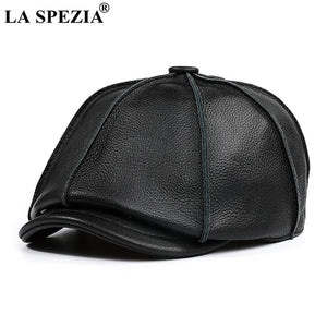 Genuine Leather Newsboy Cap