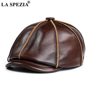 Genuine Leather Newsboy Cap