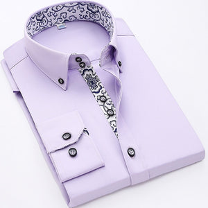 Flower Print Solid New Men Shirt