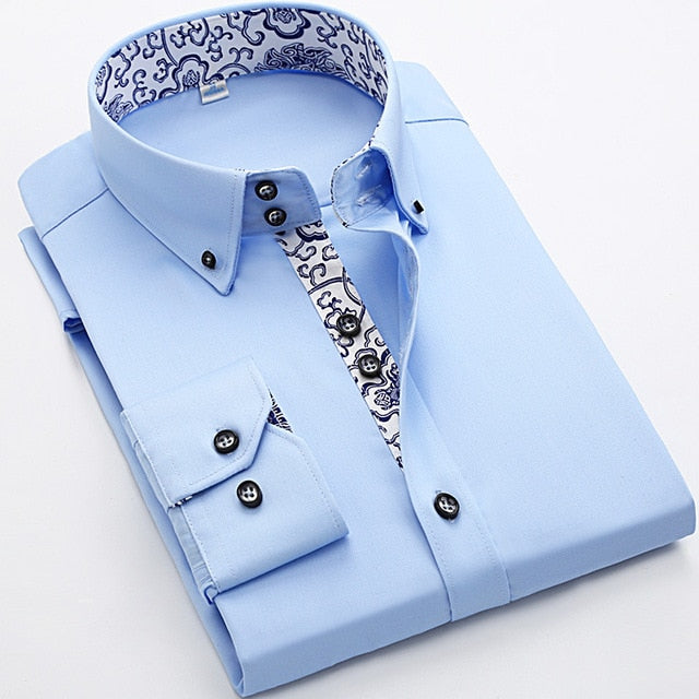 Flower Print Solid New Men Shirt