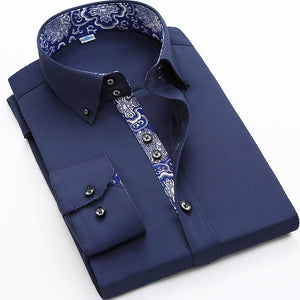 Flower Print Solid New Men Shirt