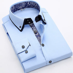 Flower Print Solid New Men Shirt